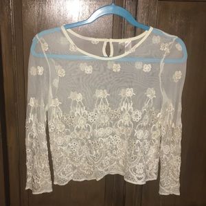 Sheer Nude Top w/ embroidery